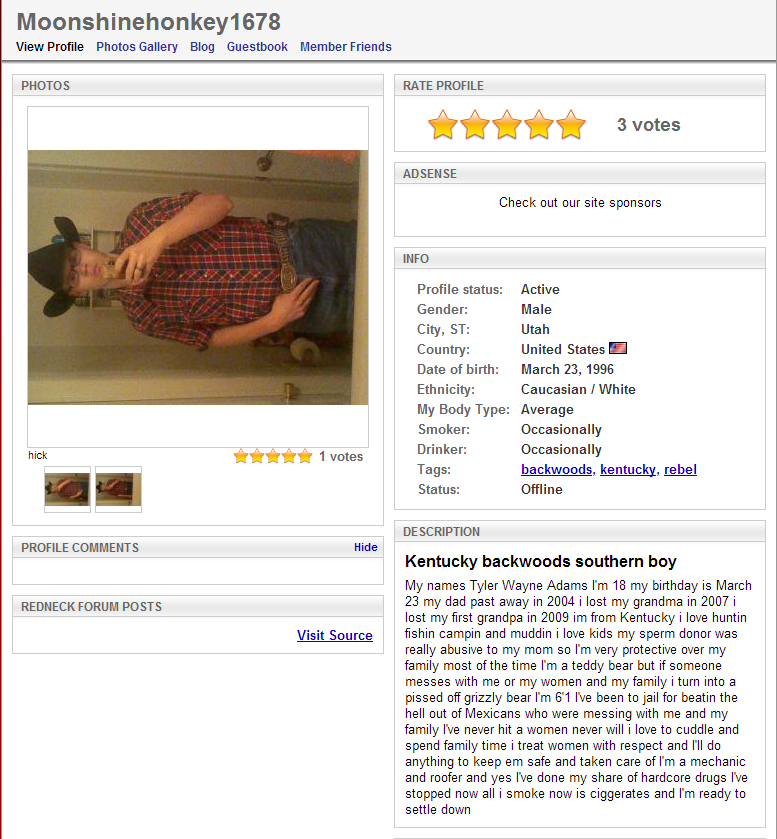 Redneck dating profile